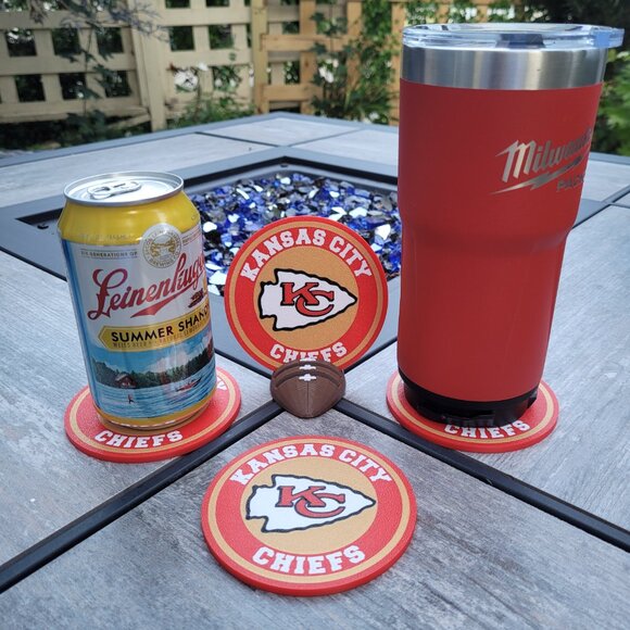Kansas City Chiefs Coasters Set - 3D Printed - (Set of 4) - Picture 2 of 4